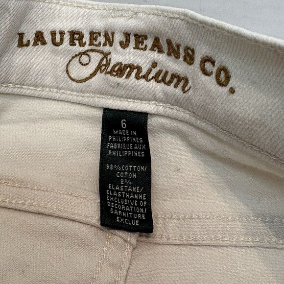 Ralph Lauren Mid Rise Moderate Straight Leg Ivory Classic Stretch Jeans SZ 6 - Picture 7 of 10